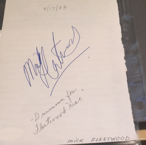 Mick Fleetwood autographed 5x7 paper JSA certified