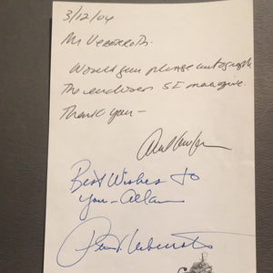 Peter Ueberroth autographed note on the bottom of a fan letter