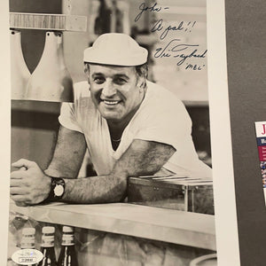 Vic Tayback autographed 8x10 BxW photo personalized JSA certified