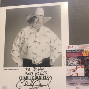 Charlie Daniels autographed 8x10 BxW photo JSA certified