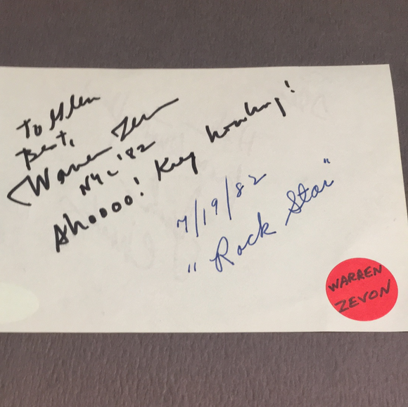 Warren Zevon autographed album page JSA certified
