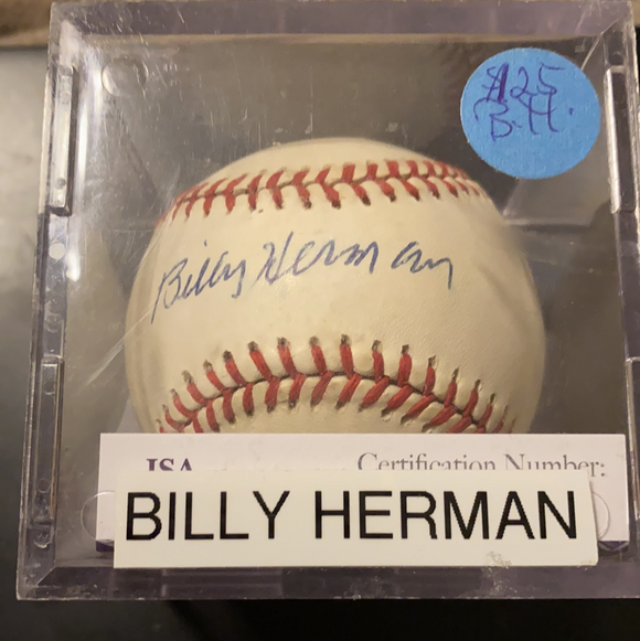 Billy Herman MLBall autographed JSA - LW Sports