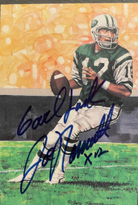 Joe Namath autographed Goal Line Art postcard #4503/5000 obtained in person