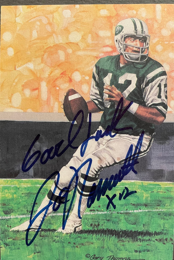 Joe Namath autographed Goal Line Art postcard #4503/5000 obtained in person