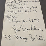 Lori Saunders autographed handwritten letter JSA certified