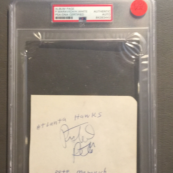 Pistol Pete Maravich autographed album page PSA/DNA encapsulated