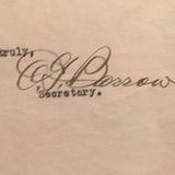 Ed Barrow autographed typed letter dated 11/23/28