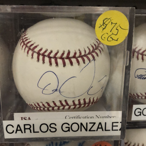 Carlos Gonzalez autographed MLBall - LW Sports